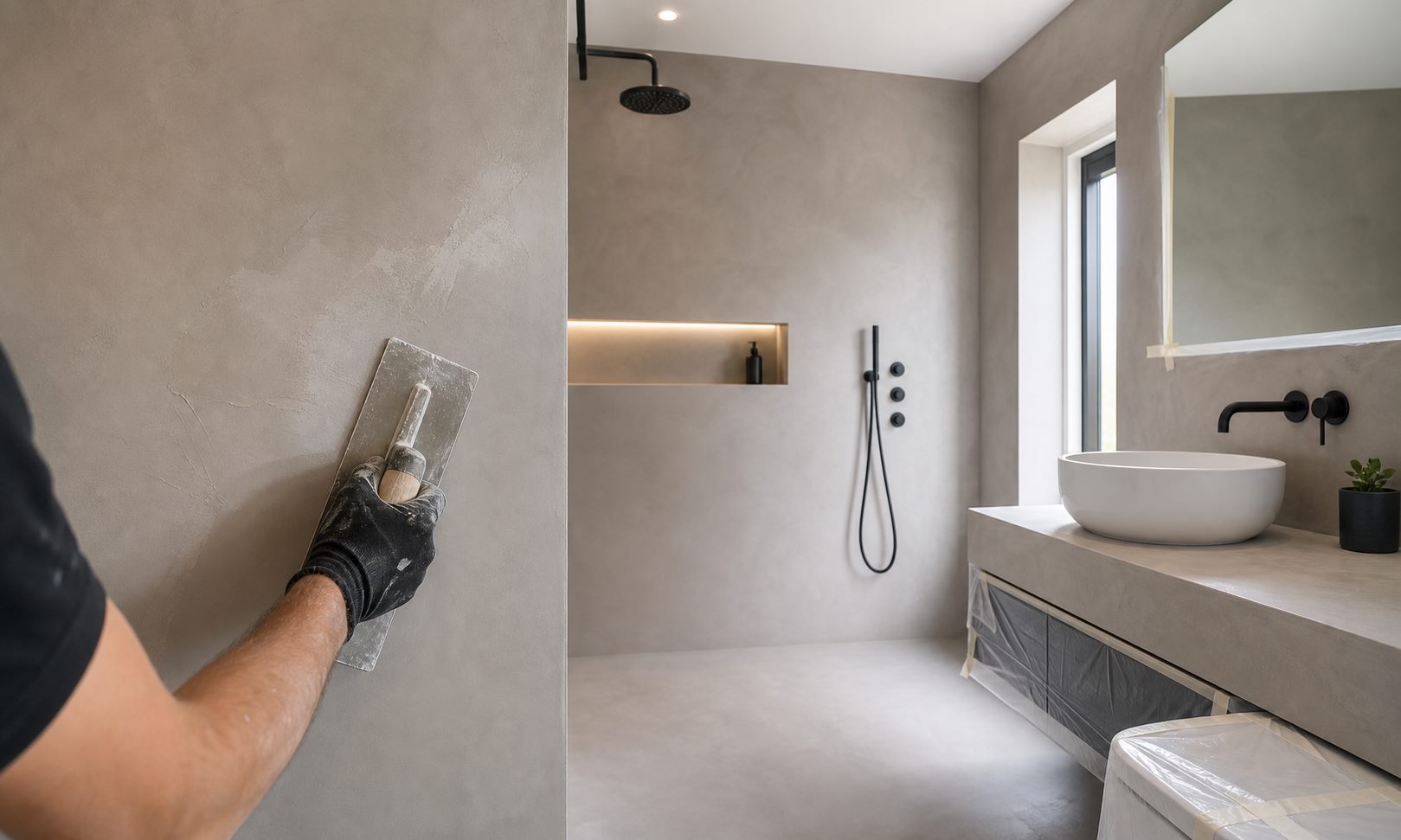 Strakke wandafwerking in moderne ruimte